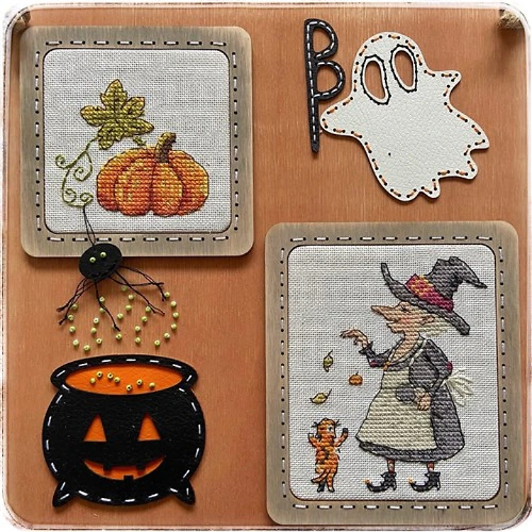 Pumpkin Season Cross Stitch Kit and Frame Set