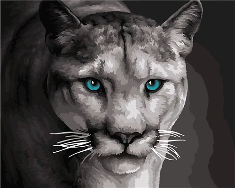 Painting by Numbers kit Crafting Spark Hunting Lioness F013 19.69 x 15.75 in