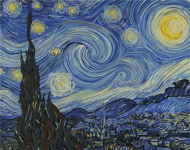 Painting by Numbers kit Crafting Spark Starry Night G002 19.69 x 15.75 in