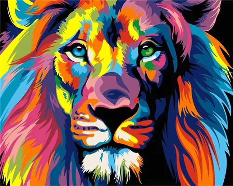 Painting by Numbers kit Crafting Spark Rainbow Lion H014 19.69 x 15.75 in