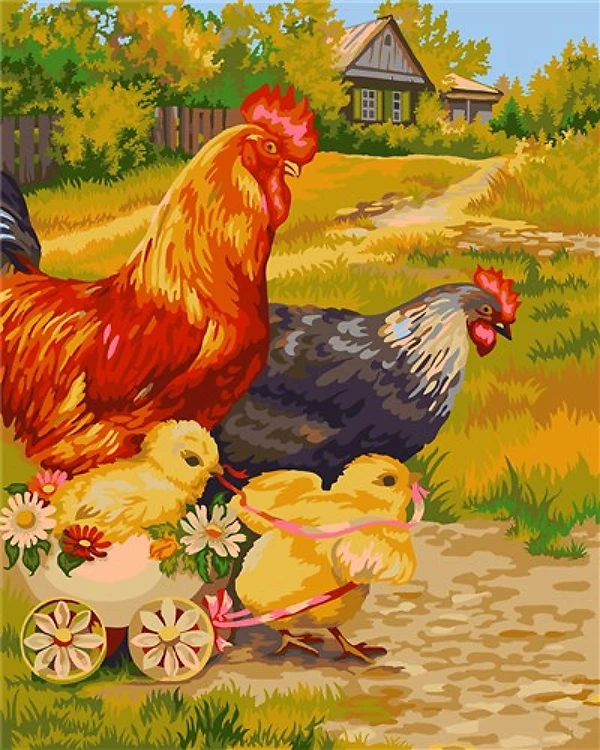 Painting by Numbers kit Crafting Spark Roosters H063 19.69 x 15.75 in