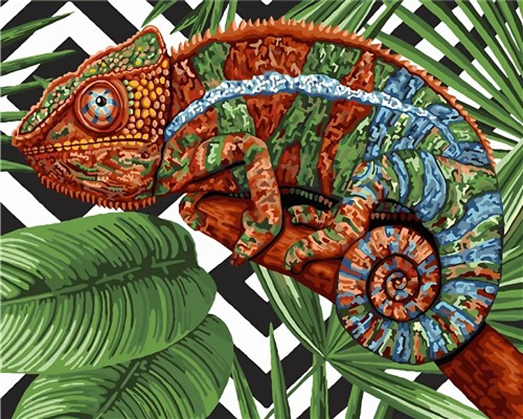 Painting by Numbers kit Crafting Spark Chameleon H102 19.69 x 15.75 in