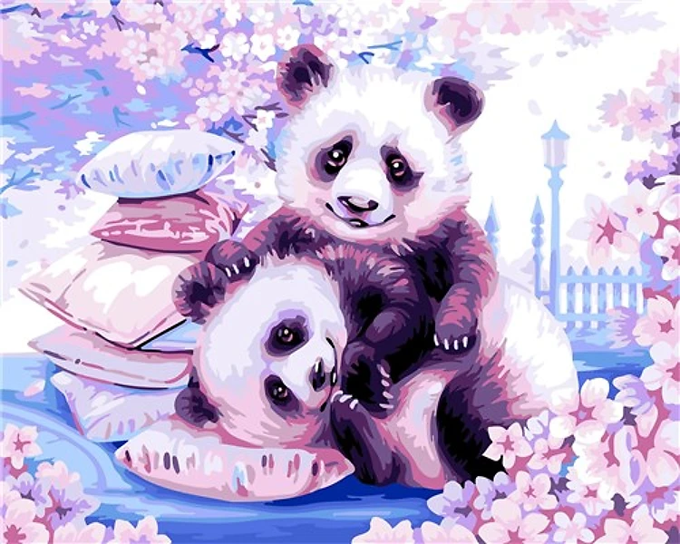 Painting by Numbers kit Crafting Spark Japanese Pandas H107 19.69 x 15.75 in
