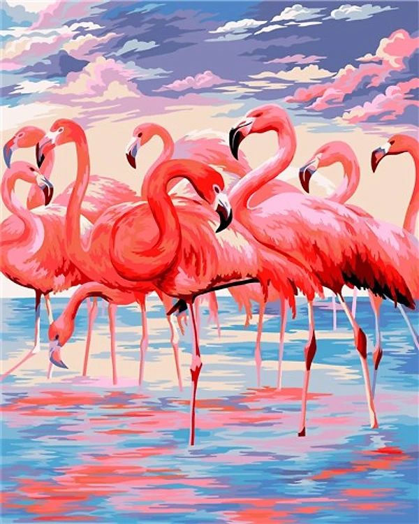 Painting by Numbers kit Crafting Spark Flamingo H112 19.69 x 15.75 in