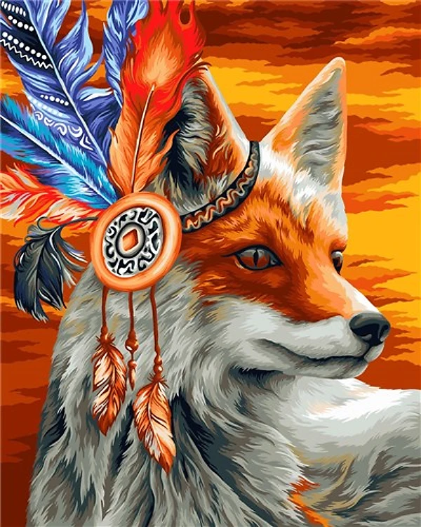 Painting by Numbers kit Crafting Spark Colorful Fox H121 19.69 x 15.75 in