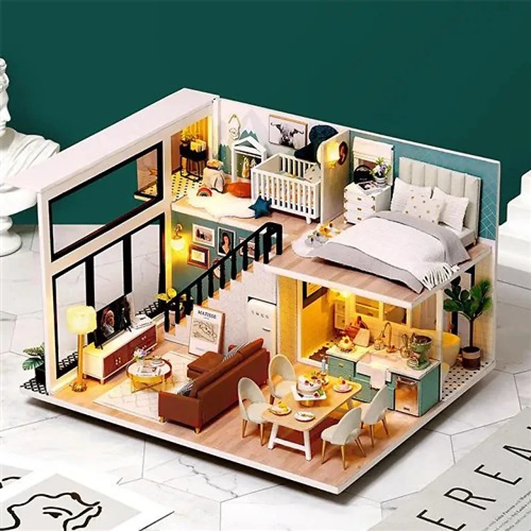 Miniature Wizardi Roombox Kit - House by the Sea. Dollhouse Kit