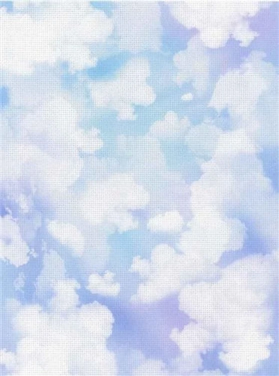 Designer Printed AIDA Canvas 14ct White Clouds on Blue