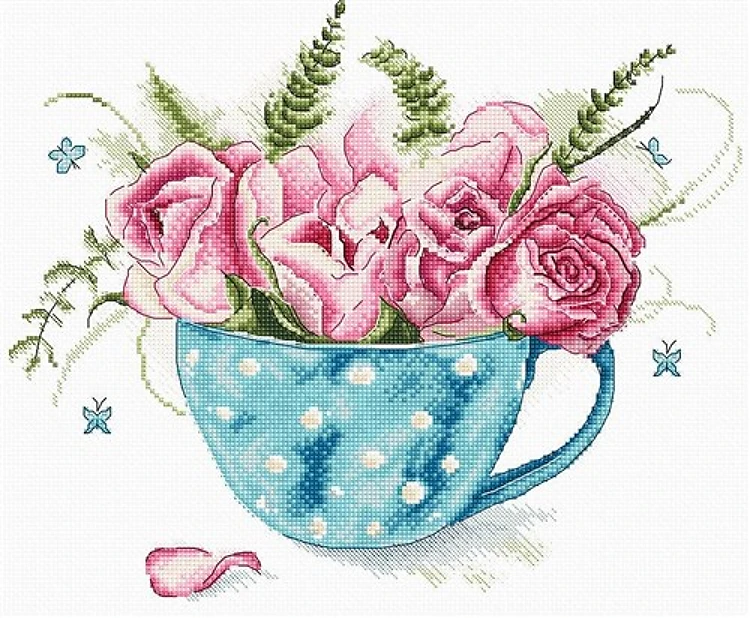 Counted Cross Stitch Kit A cup of roses Leti916