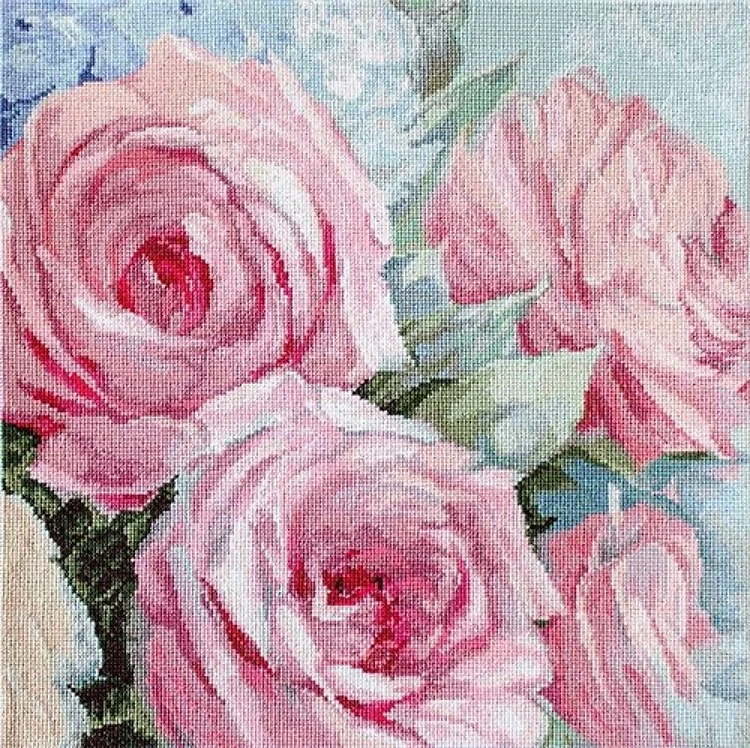 Counted Cross Stitch Kit Pale Pink Roses Leti928