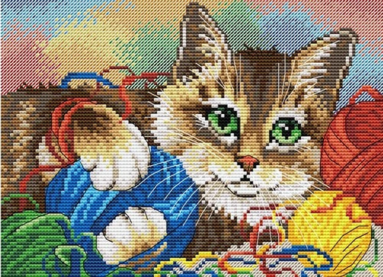 Cat with the Ball M-032 / SM-032 Counted Cross-Stitch Kit