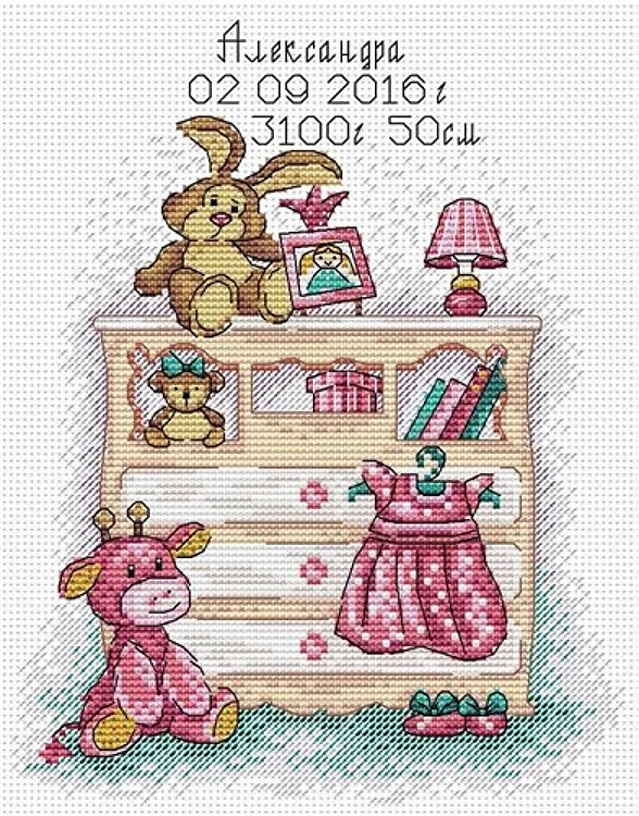 I was Born - Girl. M-103 / SM-103 Counted Cross Stitch Kit