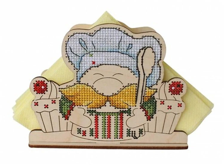 Napkin Holder Dwarf O-014 Counted Cross Stitch Kit on Plywood