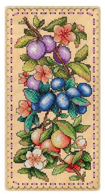 Plum Mix O-031 Counted Cross Stitch Kit on Plywood