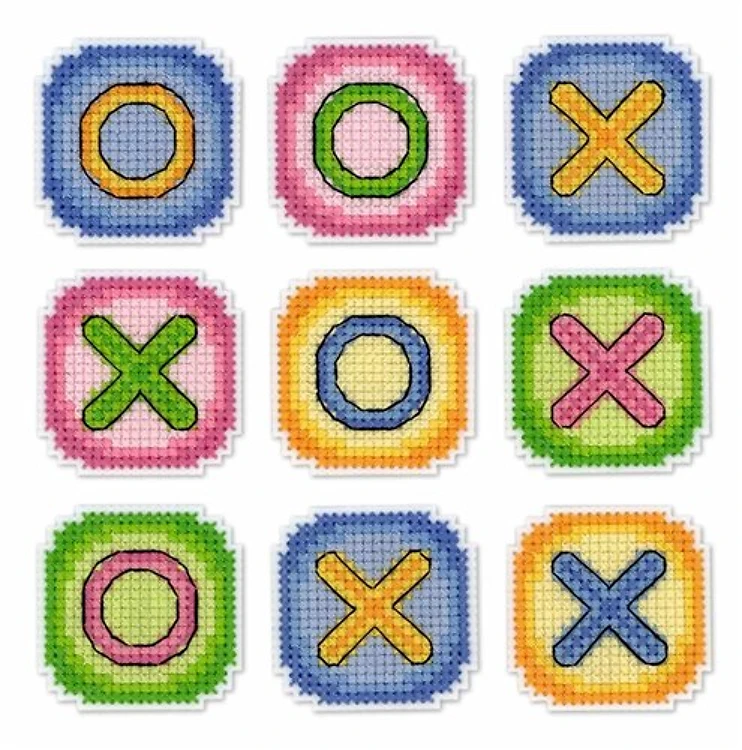 Tic-Tac-Toe magnets P-277 / SR-277 Plastic Canvas Counted Cross Stitch Kit