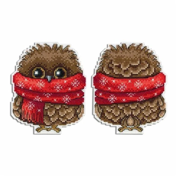 Winter Owl P-343 / SR-343 Plastic Canvas Counted Cross Stitch Kit