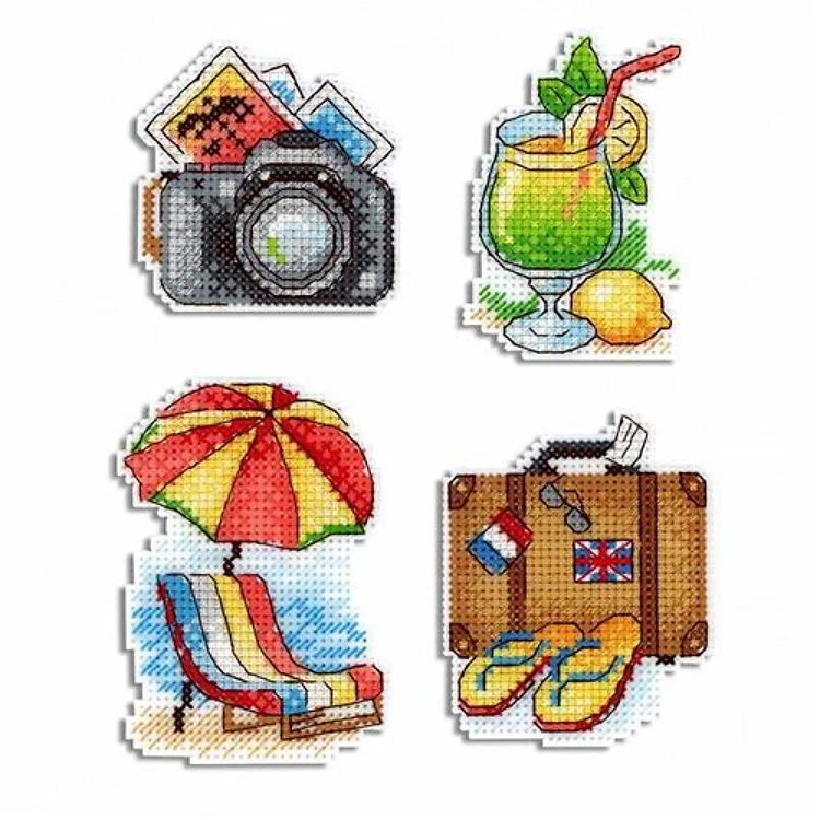 Sunny Vacation P-413 / SR-413 Plastic Canvas Counted Cross Stitch Kit