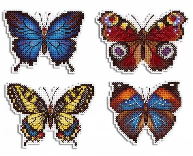 Bright Butterflies Plastic Canvas Counted Cross Stitch Kit P-485 / SR-485