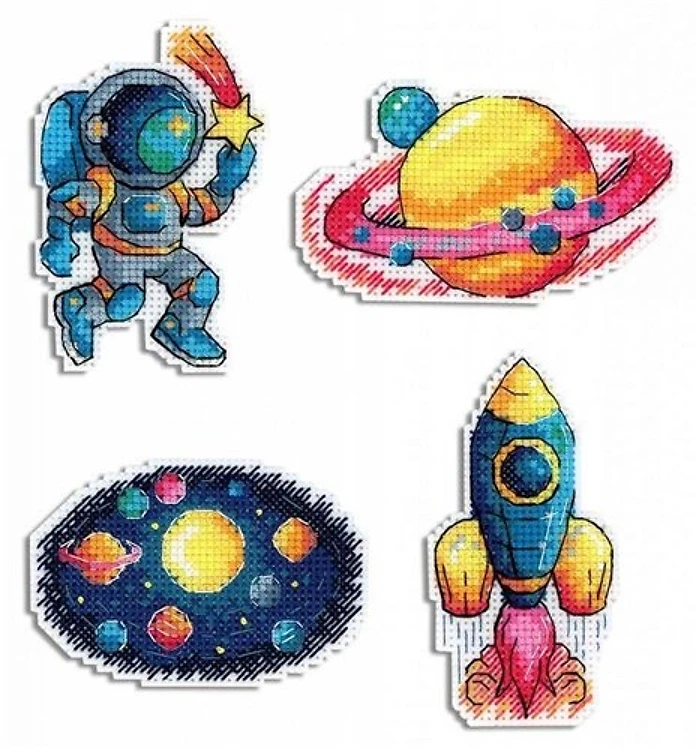 Space P-576 / SR-576 Plastic Canvas Counted Cross Stitch Kit