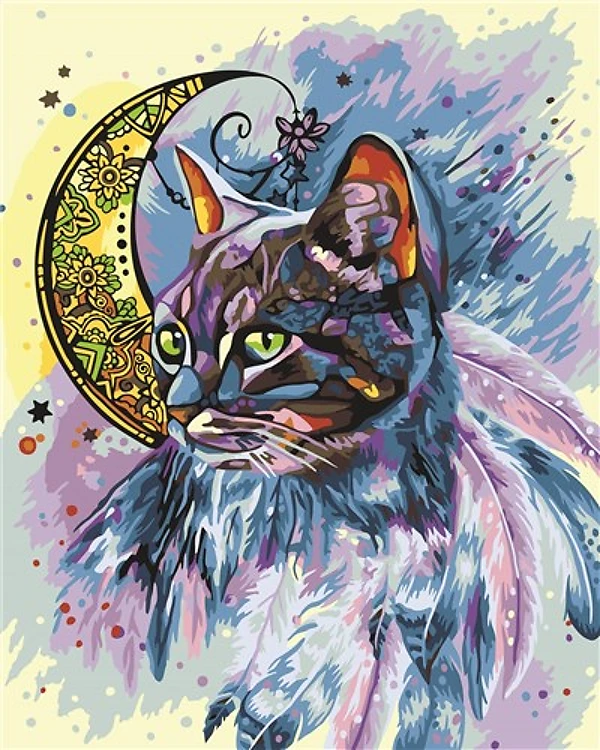 Painting by Numbers kit Crafting Spark Celebration Moon Cat R026 19.69 x 15.75 in