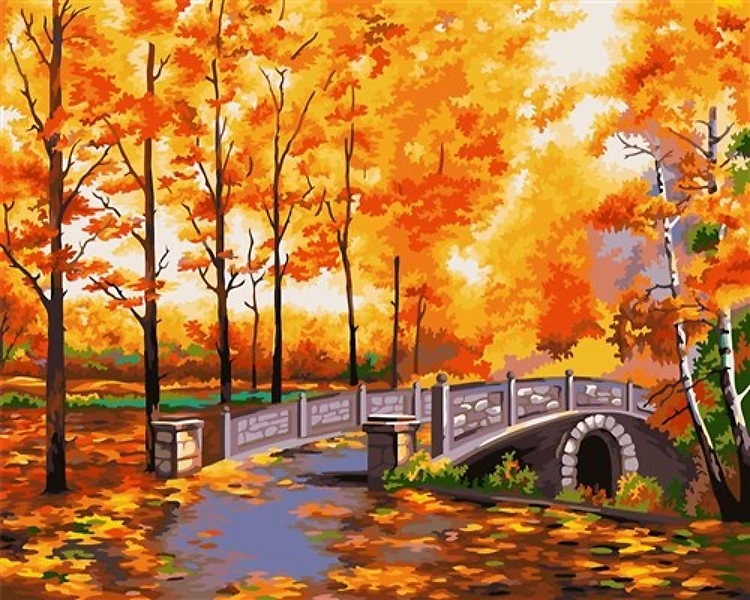 Painting by Numbers kit Crafting Spark Autumn Park S014 19.69 x 15.75 in
