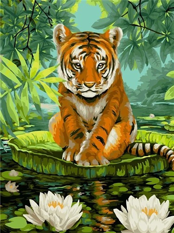 Painting by Numbers kit Crafting Spark Little Tiger S052 19.69 x 15.75 in