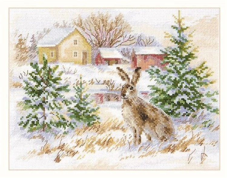 Winter day. Brown hare 1-31 Counted Cross-Stitch Kit