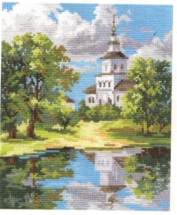 The Church near the Pond 3-11 Counted Cross-Stitch Kit