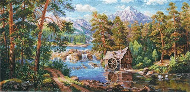 Landscape with a Watermill 3-17 Counted Cross-Stitch Kit