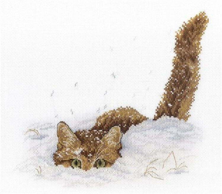Cat in the Snow SNV-557 Counted Cross Stitch Kit