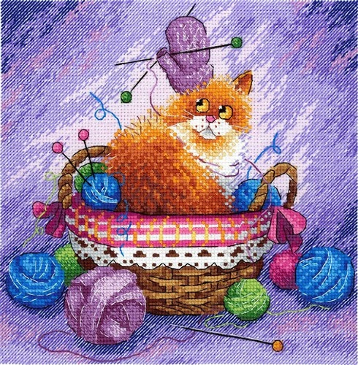 Cat and Thread Balls SNV-749 Counted Cross Stitch Kit