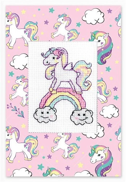 Unicorn Post Card SP-79L Counted Cross-Stitch Kit