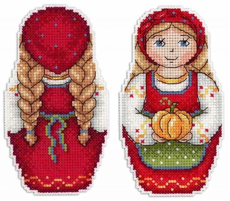 Matryoshka Autumn SR-268 Plastic Canvas Counted Cross Stitch Kit