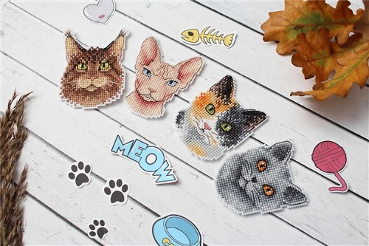 Who Said Meow? Magnets SR-340 Plastic Canvas Counted Cross Stitch Kit