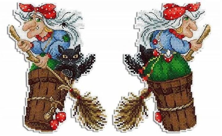 Witch P-346 / SR-346 Plastic Canvas Counted Cross Stitch Kit