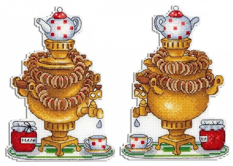 Tea Party P-416 Plastic Canvas Counted Cross Stitch Kit