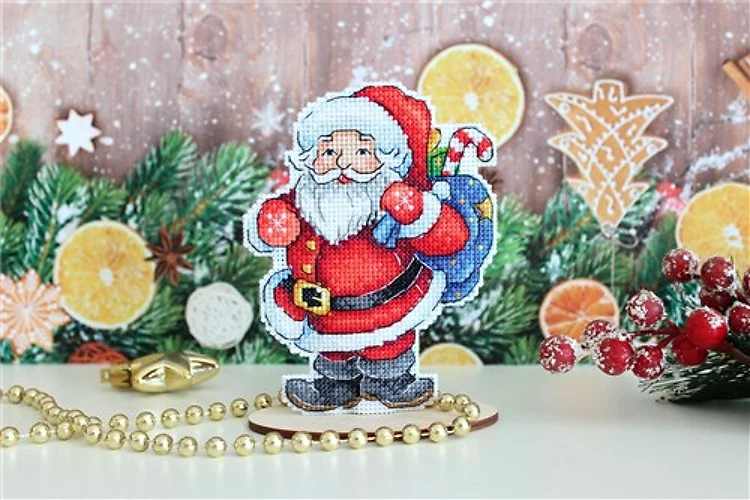 Happy Santa SR-584 Plastic Canvas Counted Cross Stitch Kit