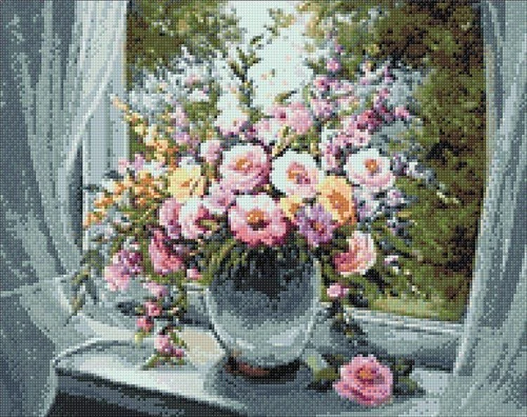 Window Bouquet WD006 18.9 x 14.9 inches Wizardi Diamond Painting Kit
