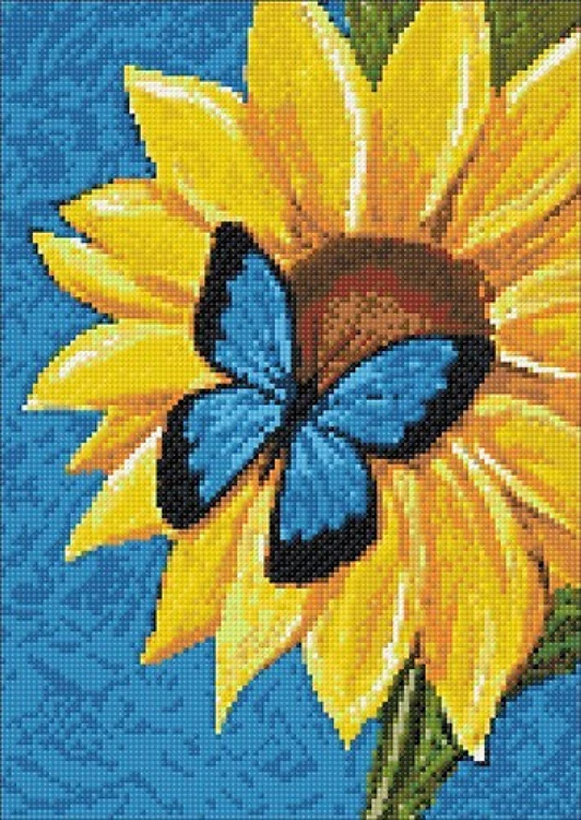 Butterfly and Sunflower WD031 10.6 x 14.9 inches Wizardi Diamond Painting Kit