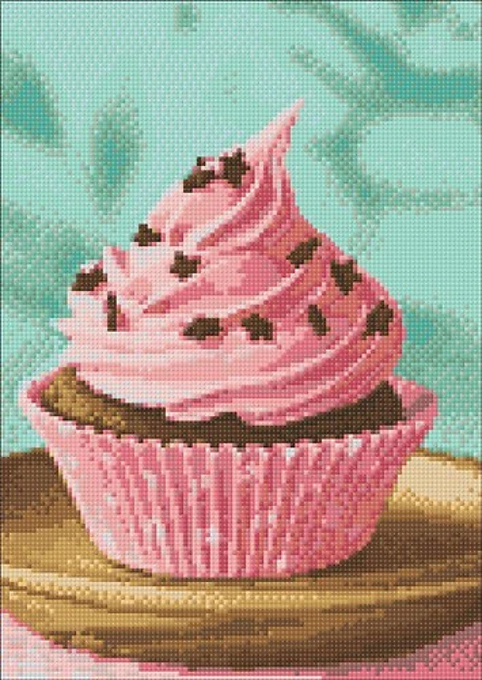 Pink Cupcake WD042 10.6 x 14.9 inches Wizardi Diamond Painting Kit