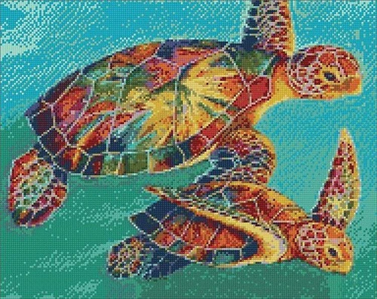 Sea Turtles WD064 18.9 x 14.9 inches Wizardi Diamond Painting Kit