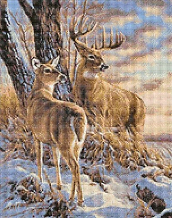 Deer in Winter WD085 14.9 x 18.9 inches Wizardi Diamond Painting Kit