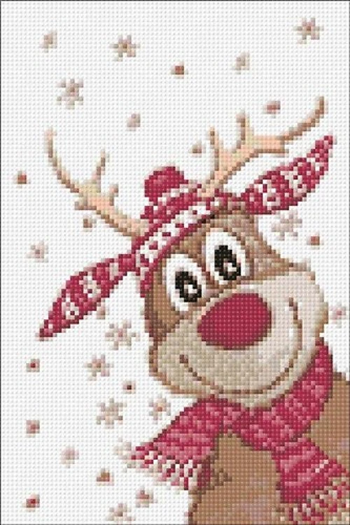 Christmas Deer WD109 7.9 x 11.8 inches Wizardi Diamond Painting Kit
