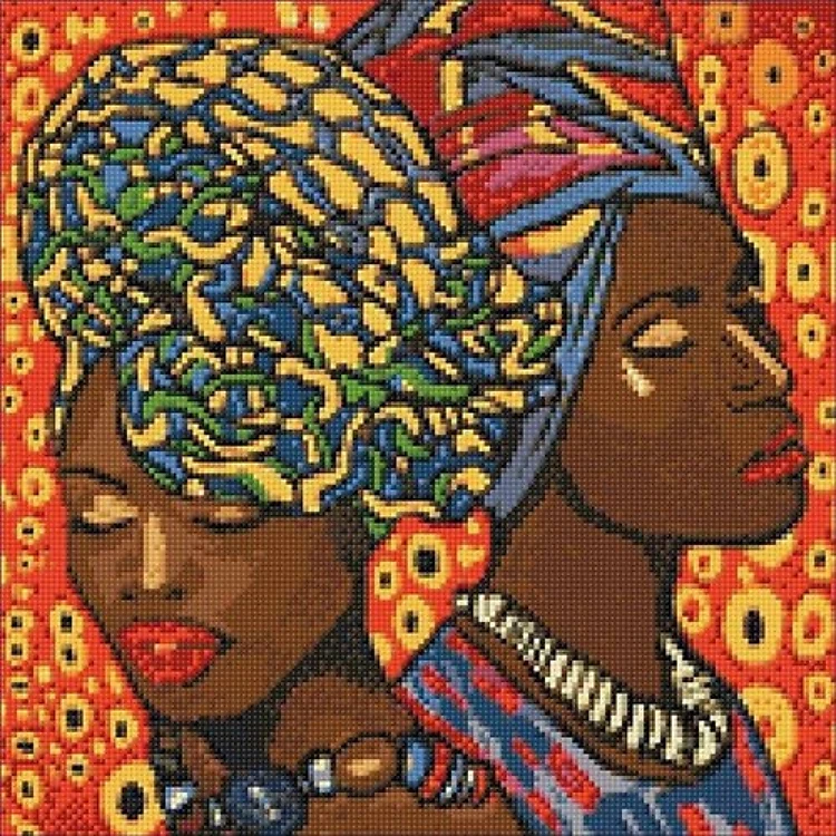 African Fashion WD142 14.9 x 14.9 inches Wizardi Diamond Painting Kit