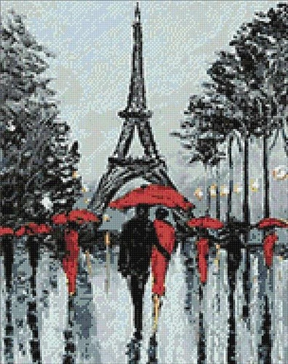 Paris in Rain WD156 14.9 x 18.9 inches Wizardi Diamond Painting Kit