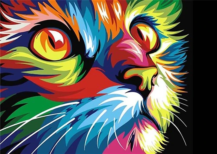 Rainbow Cat WD200 14.9 x 10.6 inches Wizardi Diamond Painting Kit
