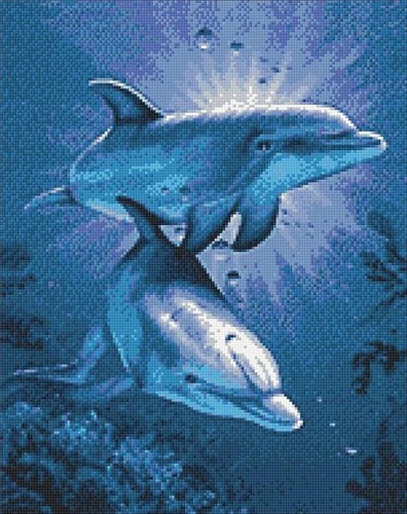Dolphins' Dating WD222 14.9 x 18.9 inches Wizardi Diamond Painting Kit