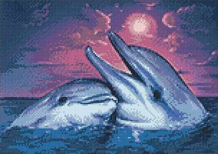 Dolphins WD223 14.9 x 10.6 inches Wizardi Diamond Painting Kit