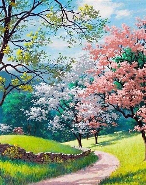 Magic Garden Road WD2345 14.9 x 18.9 inches Wizardi Diamond Painting Kit