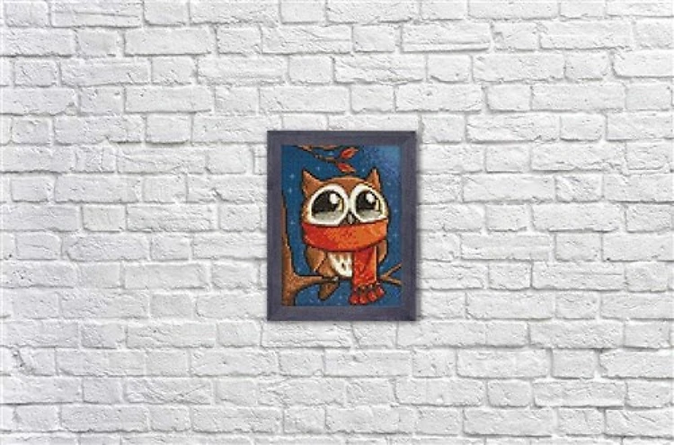Owlet with Scarf WD2363 5.9 x 7.9 inches Wizardi Diamond Painting Kit