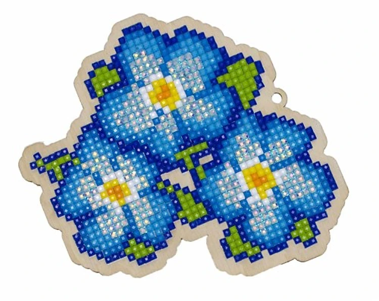 Blue Pansies WWP161 Diamond Painting on Plywood Kit